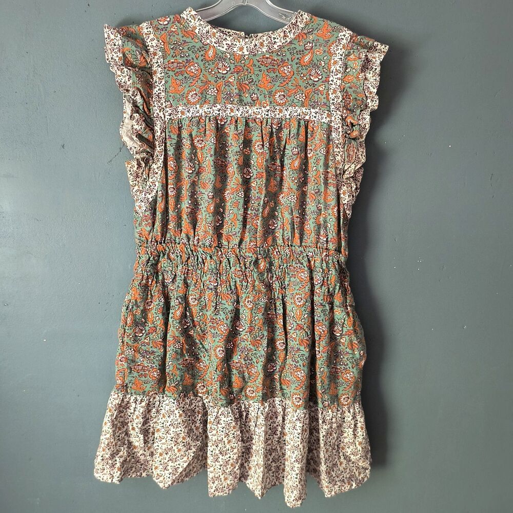 Universal Thread Dress XXL Mixed Paisley Floral Knee Length Ruffle Tiers Peasant